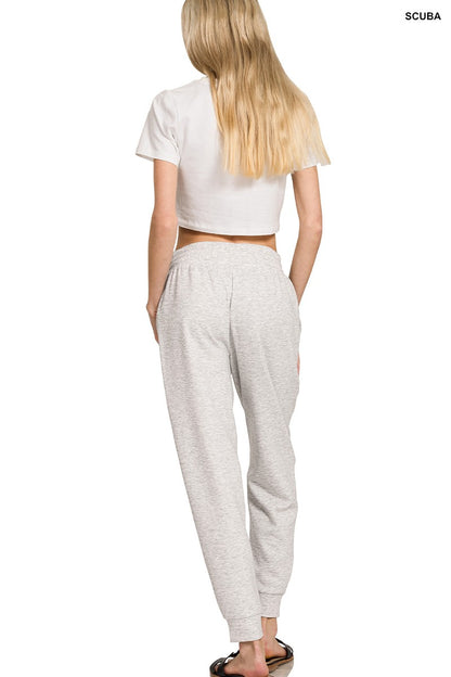Zenana Scuba Half Zip Sweatshirts & Pintuck Joggers Set 4090D4