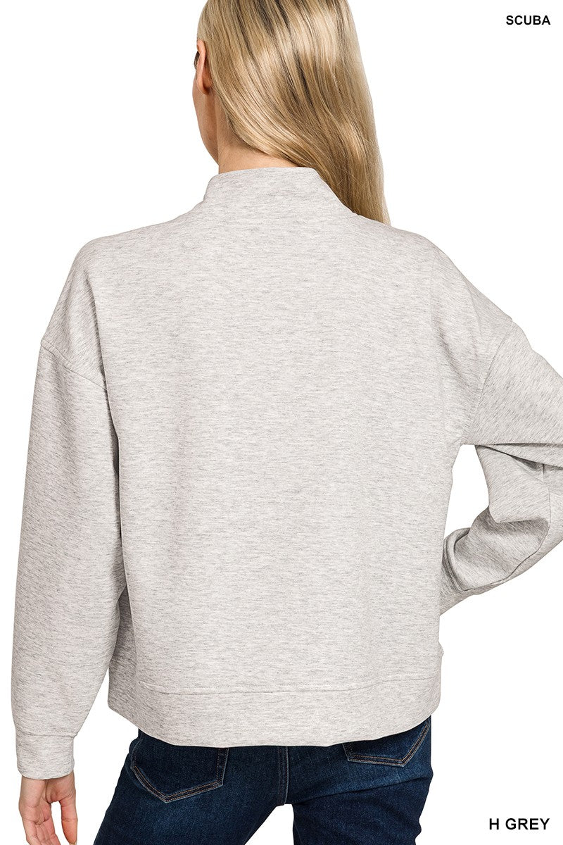 Zenana Scuba Half Zip Sweatshirts & Pintuck Joggers Set 4090D4