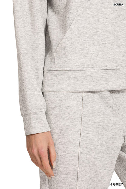 Zenana Scuba Half Zip Sweatshirts & Pintuck Joggers Set 4090D4