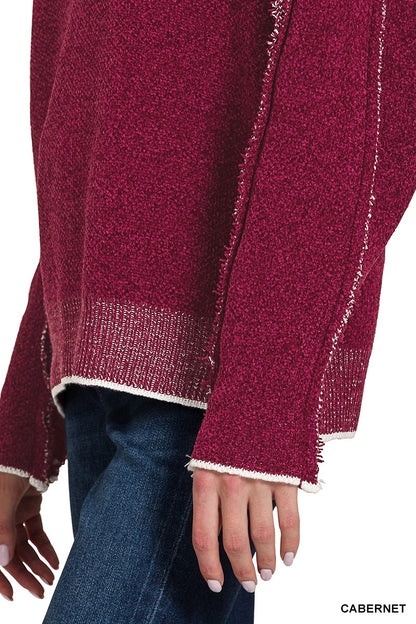 Zenana Exposed Seam Round Neck Sweater 2649A