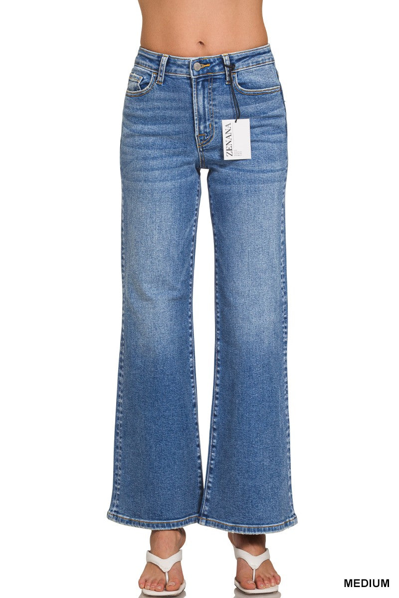 Zenana Medium Wash Wide Leg Denim Pants 9586MM