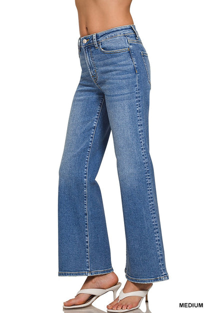 Zenana Medium Wash Wide Leg Denim Pants 9586MM